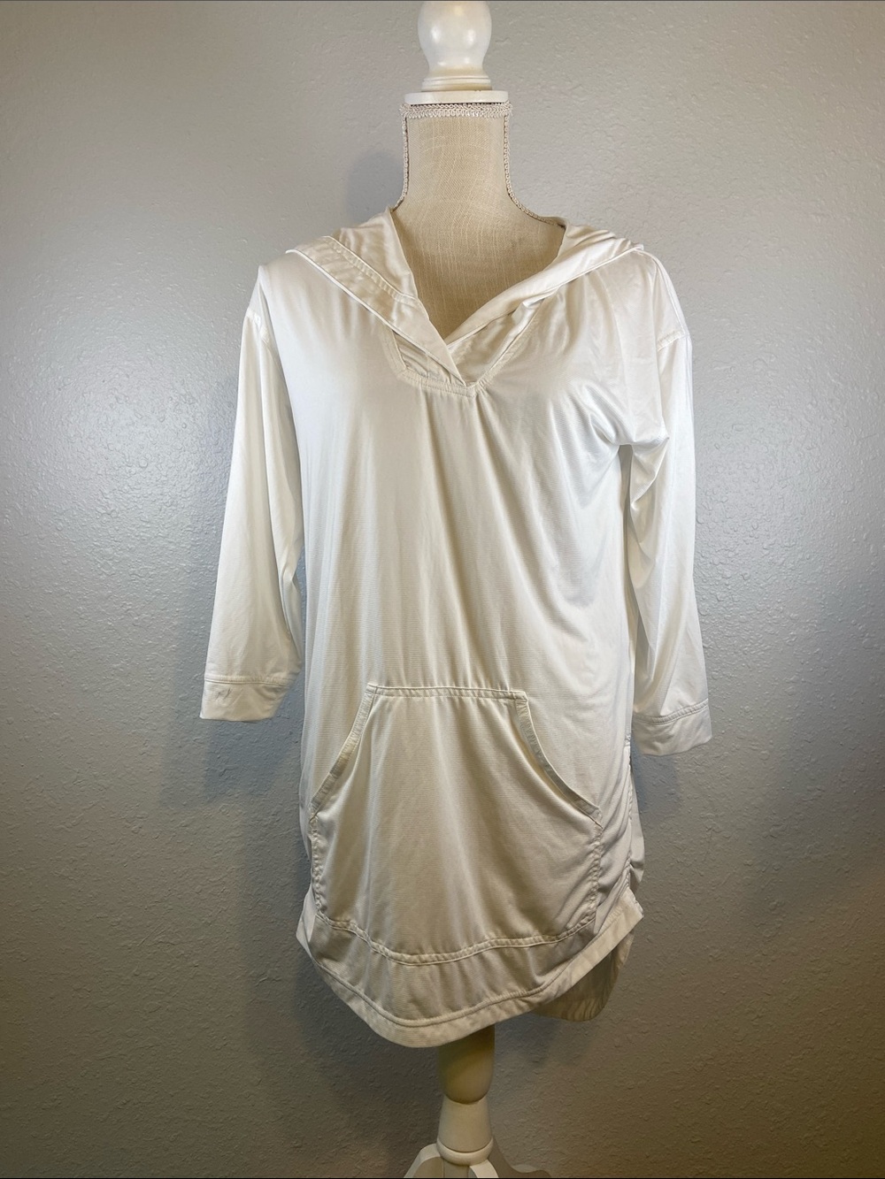 prAna White Breathe Lightweight Cinched Side Athletic Athleisure Hoodie Size XS